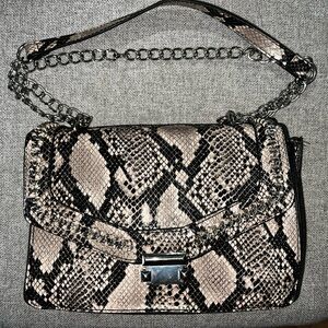 Snake skin print chain purse
